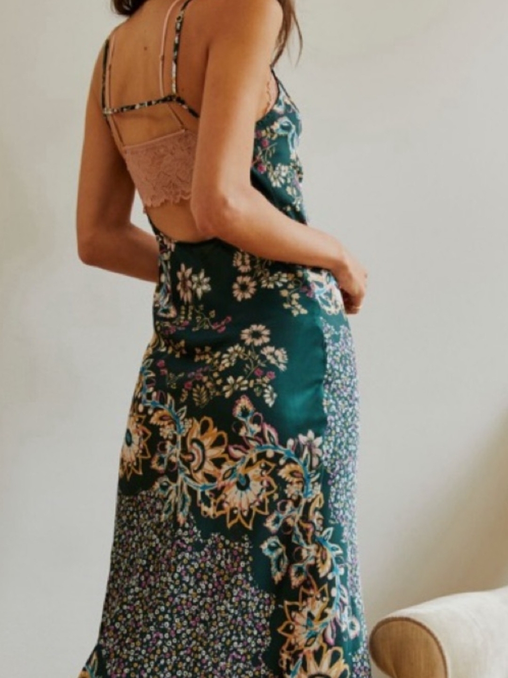 Free People Emerald Green Floral Slip Maxi Dress - Picture 2 of 14